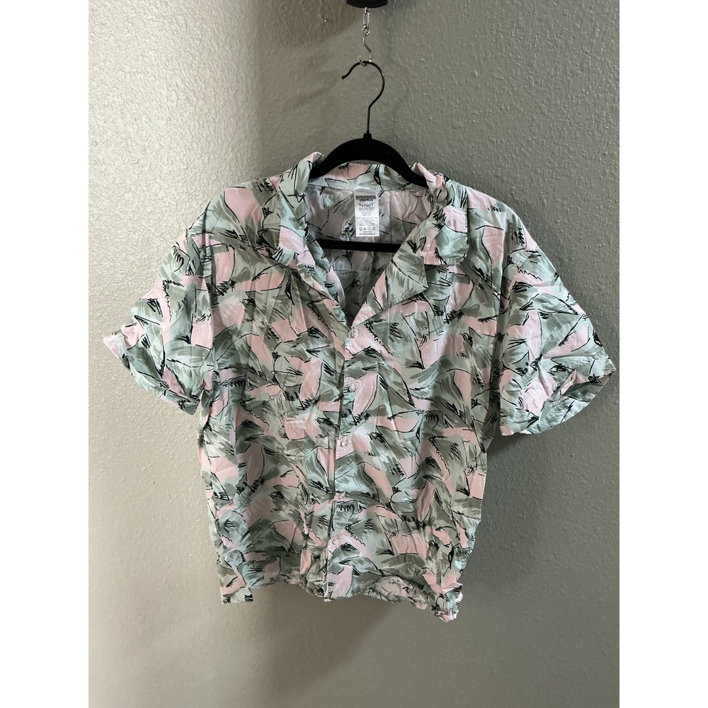 Stranger Things Hopper Shirt Adult XL Pink Green Excellent 80s Cosplay